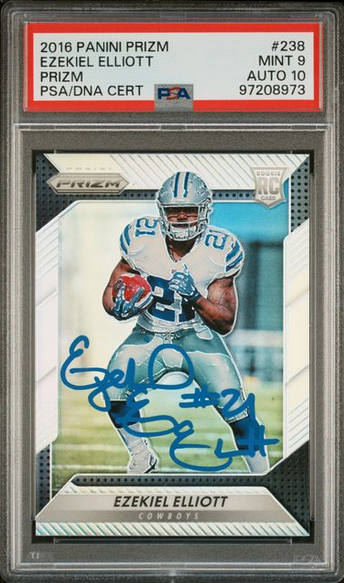 Ezekiel Elliott Autographed 2016 Panini Prizm #238 PSA Rookie Card