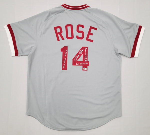 Pete Rose Signed Authentic Cincinnati Reds Mitchell Ness Rookie