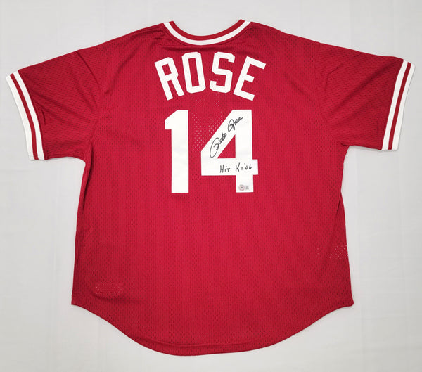 Pete Rose Signed Authentic Cincinnati Reds Mitchell Ness Rookie Jersey JSA  LOA