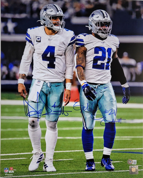 Dak Prescott Autographed Dallas Cowboys 8x10 Back Spotlight Photo