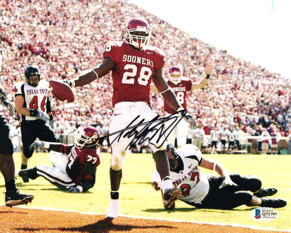 Adrian Peterson Autographed Oklahoma Sooners 8x10 Beckett