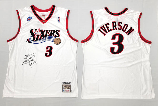 Allen Iverson Autographed Philadelphia 76ers Blue 1999-00 Mitchell & Ness  Authentic Jersey W/ The Answer Beckett Witnessed