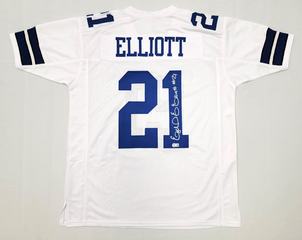 Ezekiel Elliott Autographed Signed Dallas Cowboys Custom Blue Jersey  Beckett Witnessed