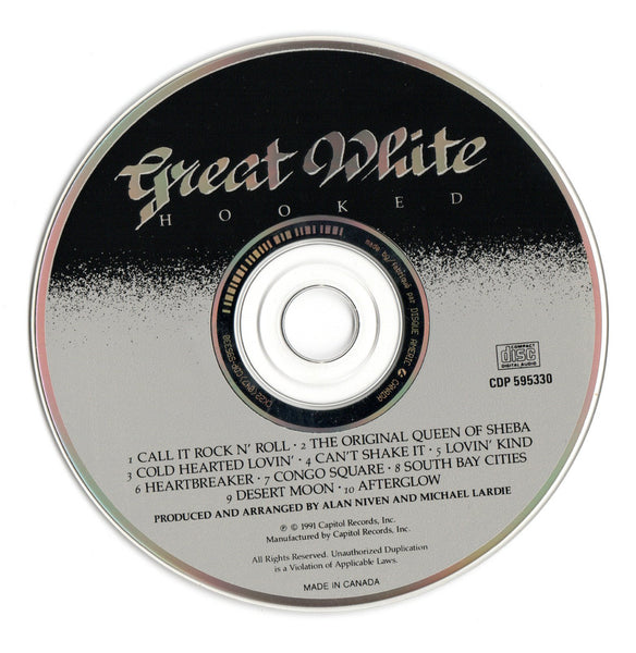 Jack Russell Autographed Great White Hooked CD Cover With Disc Beckett -  Famous Ink