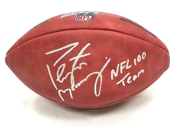 Peyton Manning Autographed Denver Broncos Indianapolis Colts NFL 100  Football W/ NFL 100 Team Fanatics Authentic