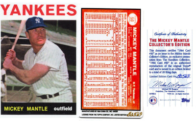 Mickey Mantle New York Yankees 1964 #50 Topps Ceramic Limited Edition Baseball Card W/COA