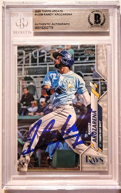 Randy Arozarena Autographed Tampa Rays Encapsulated 2020 Topps Update # U-208 Rookie Trading Card Beckett 00016202778