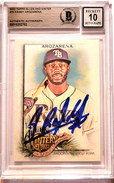 Randy Arozarena Autographed Tampa Rays Encapsulated 2022 Topps Allen & Ginter #76 Trading Card Beckett 00016202762