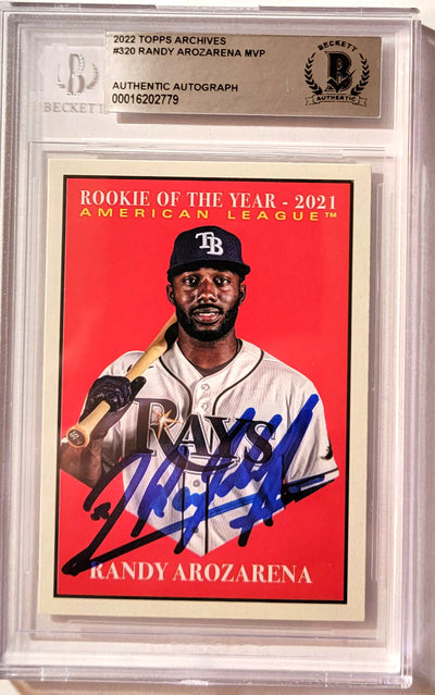 Randy Arozarena Autographed Tampa Rays Encapsulated 2022 Topps #320 Trading Card Beckett 00016202779