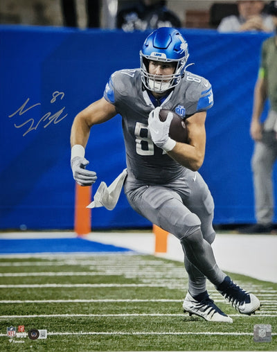 Sam LaPorta Autographed Detroit Lions 2023 Alternate Uniform 16x20 Photo Beckett Witnessed