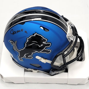 Jameson Williams Autographed Detroit Lions 2024 ALT Mini Helmet Beckett Witnessed