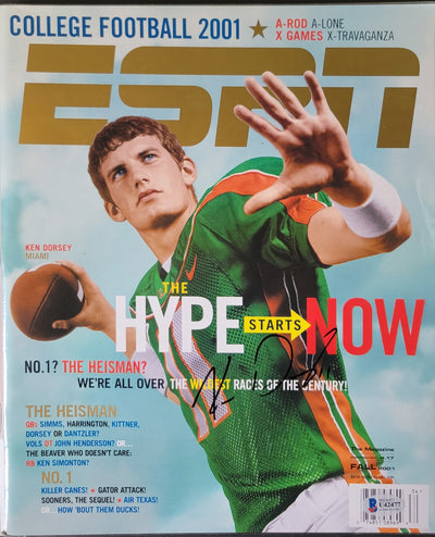 Ken Dorsey Autographed Miami Hurricanes ESPN The Magazine Beckett Authenticated
