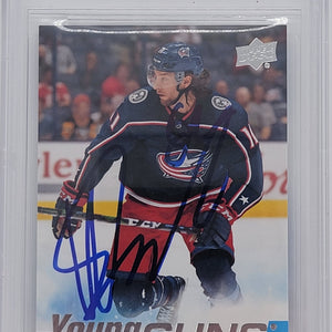 Kevin Stenlund Autographed Blue Jackets 2019-20 Upper Deck Young Guns Rookie Card #211 Beckett Authenticated