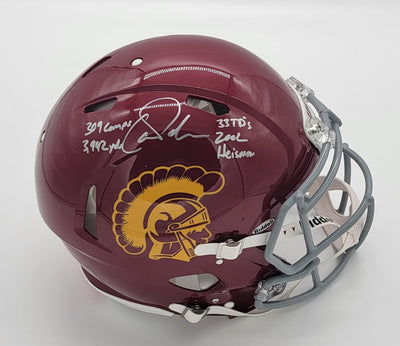 Carson Palmer Autographed USC Trojans Authentic Helmet W/ Collage Stats Beckett Witnessed
