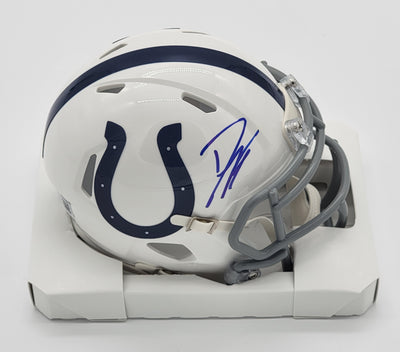 Dwight Freeney Autographed Indianapolis Colts T/B Mini Helmet Beckett Witnessed