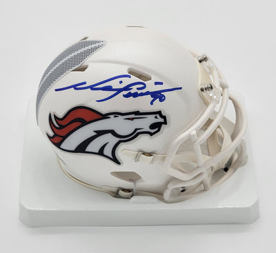 Neil Smith Autographed Denver Broncos White ALT Mini Helmet Beckett Witnessed