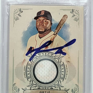 David Ortiz Autographed Boston Red Sox 2018 Topps Alan & Ginter Game Used Jersey Card PSA MINT 9 AUTO 10