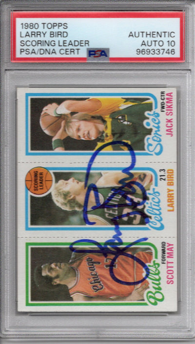 Larry Bird Autographed Boston Celtics 1980 Topps Trading Card PSA Encapsulated 96933746