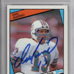 Dan Marino Autographed Miami Dolphins 1984 Topps Trading Card #123 PSA Graded Encapsulated 96933886