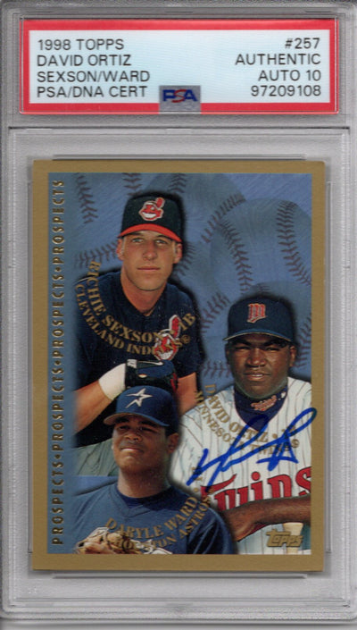 David Ortiz Autographed Minnesota Twins 1998 Topps Trading Card #257 PSA Authenticated Encapsulated 97209108