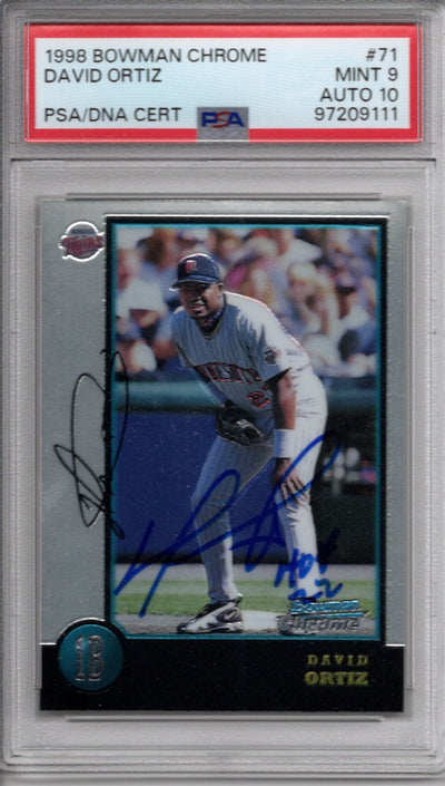 David Ortiz Autographed Minnesota Twins 1998 Bowman Chrome Trading Card #71 W/ HOF 22 PSA Graded Encapsulated 97209111
