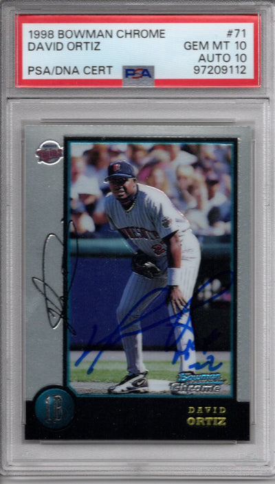 David Ortiz Autographed Minnesota Twins 1998 Bowman Chrome #71 Trading Card W/ HOF 22 PSA Graded Encapsulated 97209112