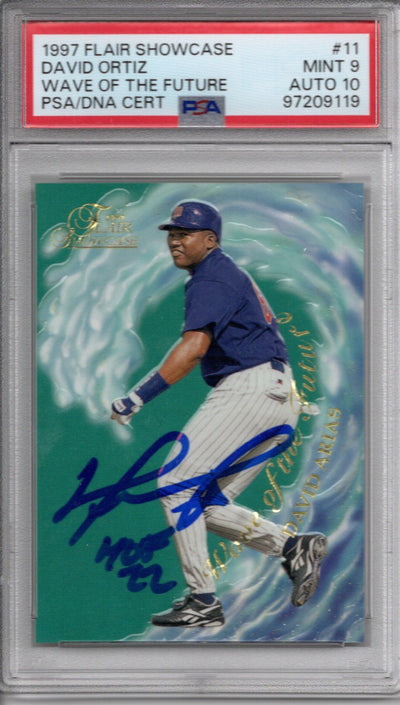 David Ortiz Autographed Minnesota Twins 1997 Flair Showcase Trading Card #11 W/ HOF 22 PSA Graded Encapsulated 97209119