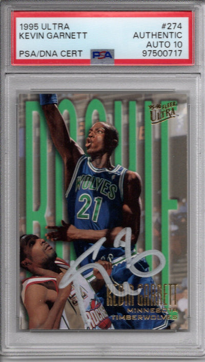 Kevin Garnett Autographed Minnesota Timberwolves 1995 Fleer Ultra Trading Card #274 PSA Encapsulated 97500717