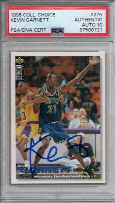 Kevin Garnett Autographed Minnesota Timberwolves 1995 Upper Deck Trading Card #275 PSA Encapsulated 97500721
