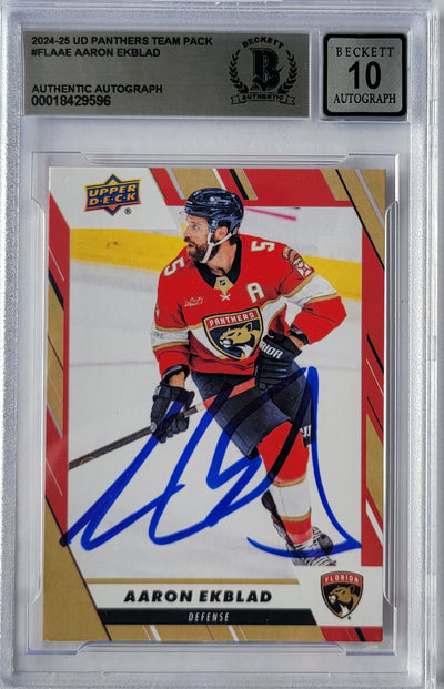 Aaron Ekblad Autographed Florida Panthers 2024-25 Upper Deck Card Beckett Graded AUTO 10