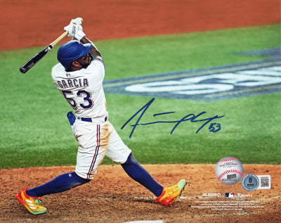 Adolis Garcia Autographed Texas Rangers 2023 World Series 8x10 Photo Beckett Witnessed