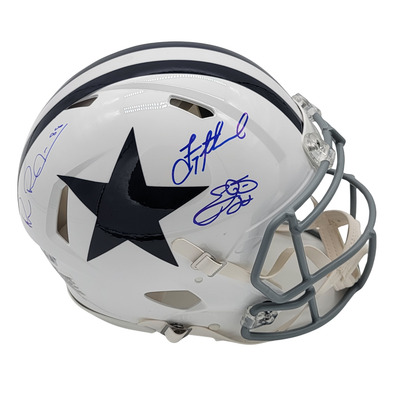 Troy Aikman Michael Irvin Emmitt Smith autographed Cowboys helmet