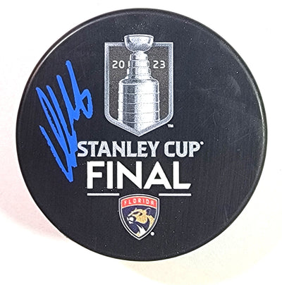 Aleksander Barkov Autographed Florida Panthers 2023 Stanley Cup Final Hockey Puck Beckett Witnessed