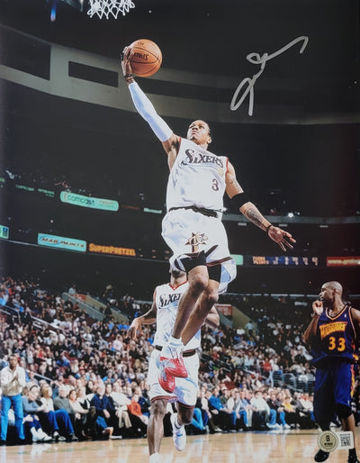 Allen Iverson Autographed Philadelphia 76ers 11x14 Photo White Jersey Beckett Witnessed