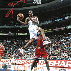 Allen Iverson Autographed Philadelphia 76ers 8x10 Photo Beckett Witnessed White Jersey