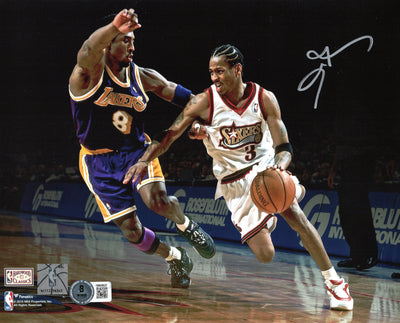 Allen Iverson Autographed Philadelphia 76ers Vs. Kobe Bryant 8x10 Photo Beckett Witnessed