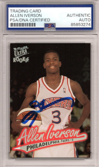 Allen Iverson autographed 1996 Fleer Ultra rookie card PSA authentic
