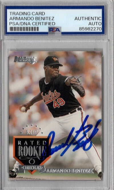 Armando Benitez Autographed Baltimore Orioles 1995 Donruss Rated Rookie Card #216 PSA AUTHENTIC AUTO