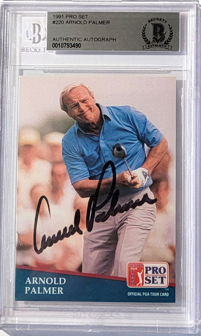 Arnold Palmer Autographed PGA Tour Golf Encapsulated 1991 Pro Set #220 Trading Card Beckett Authenticated 0010793490