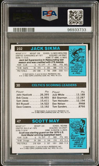 Boston Celtics legend Larry Bird signature on Topps rookie card
