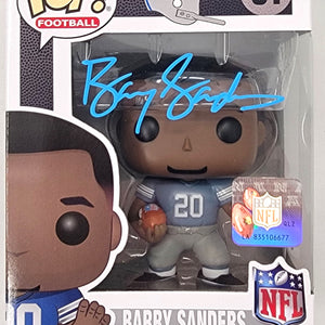 Barry Sanders Autographed Detroit Lions Funko Pop Beckett Witnessed