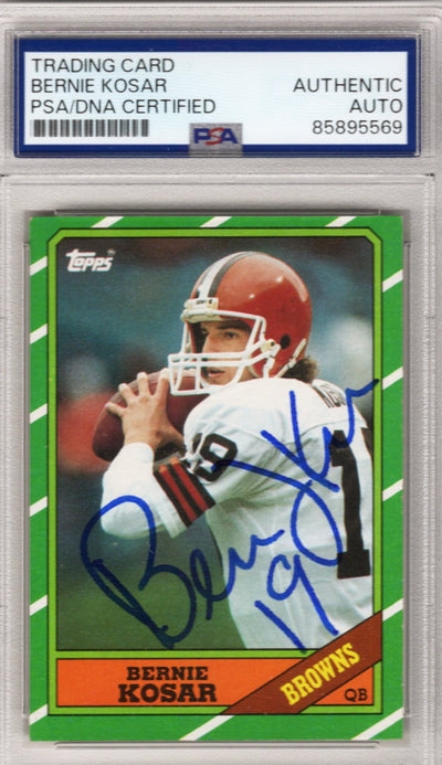 Bernie Kosar Autographad Cleveland Browns Topps 1986 Rookie Card #187 PSA AUTHENTIC AUTO