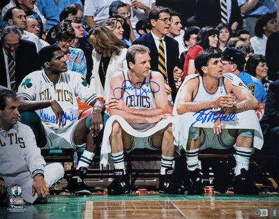 Larry Bird Kevin McHale Robert Parish Autographed Boston Celtics 16X20 Photo Beckett Witnessed