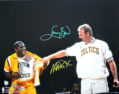 Larry Bird & Magic Johnson Autographed Celtics Lakers 16x20 Photo Beckett Witnessed #2
