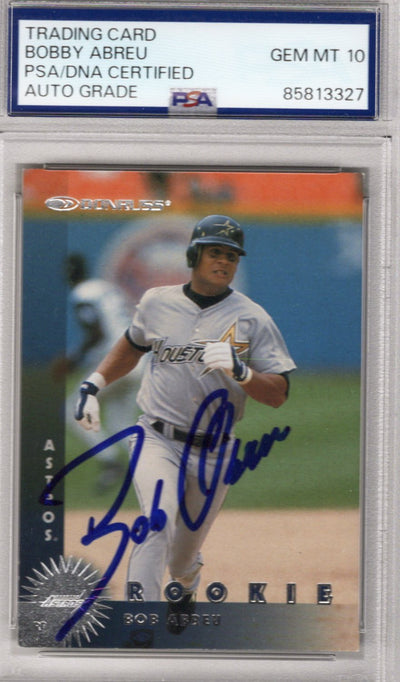 Bobby Abreu Autographed Houston Astros 1997 Donruss Rookie Trading Card AUTO GRADE GEM MT 10 PSA