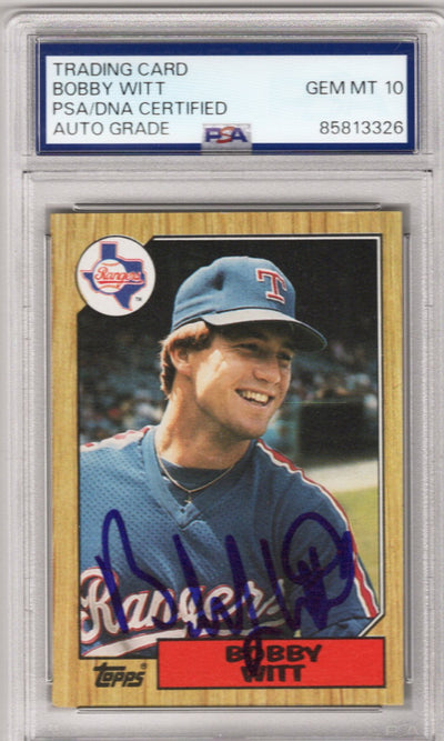 Bobby Witt Autographed Texas Rangers 1987 Topps Trading Card AUTO GRADE GEM MT 10 PSA