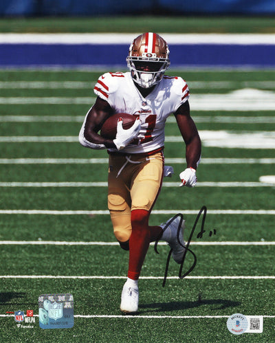 Brandon Aiyuk Autographed San Francisco 49ers 8x10 Photo Beckett Witnessed White Jersey
