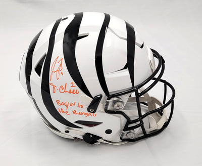 Shop Ja'Marr Chase Cincinnati Bengals Signed Flash Gray Replica Helmet