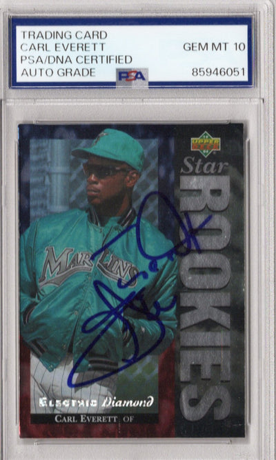 Carl Everett Autographed Florida Marlins 1994 Upper Deck #11 Rookie Card PSA AUTO GRADE GEM MT 10
