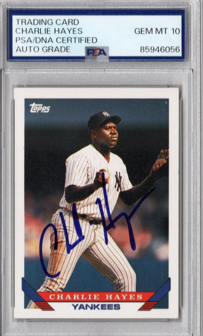Charlie Hayes Autographed New York Yankees 1993 Topps #142 Card PSA AUTO GRADE GEM MT 10